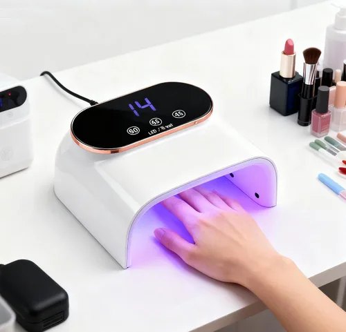 Vista 3 de Lámpara de uñas LED UV de 76 W, secadora de luz para esmalte de uñas, secadora de uñas LED con 38 cuentas LED, 4 temporizadores, sensor inteligente