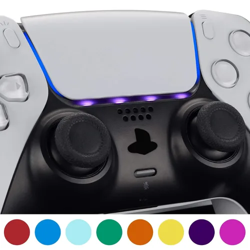 Vista 8 de eXtremeRate Transparent Clear D-pad Thumbstick Share Option Home Face Buttons DTF V3 LED Kit & Touchpad LED Lightbar Stickers for PS5 Controller