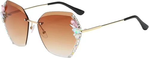 Vista 6 de Sunglasses Women,2022 Women's Beach Summer Rimless Diamond Sunglasses,Fashion Square Sunglasses UV Protection Lens Decoration