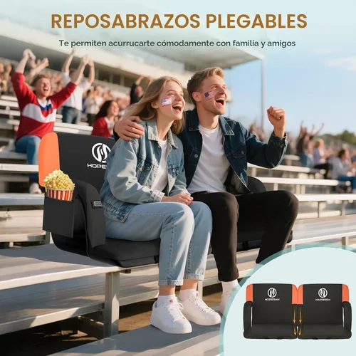 Vista 6 de HOPERAN Asientos de estadio con calefacción de doble cara para gradas con soporte de espalda, 3 niveles de calefacción, asientos con respaldo