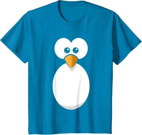 Vista 78 de Camiseta divertida con diseño de cara de pingüino o disfraz fácil, color negro, talla S