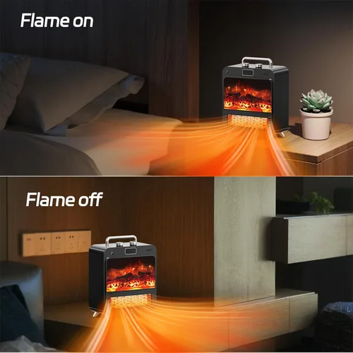 Vista 7 de Feculs Calentador de chimenea eléctrico, 3 en 1, calentadores de chimenea portátiles para uso en interiores, calentador de espacio de 750/1500 W