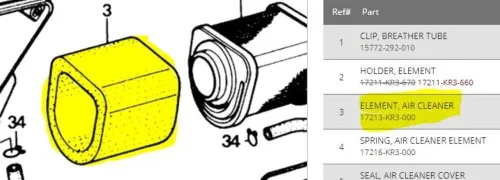Vista 7 de 1985-1987 HONDA CMX250 REBEL FILTRO DE AIRE HONDA 17213-KR3-000, Fabricante: EMGO, Número de pieza del fabricante: 12-91420-AD, Foto de stock - Las