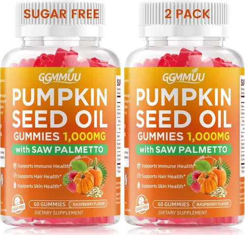 Vista 10 de Gomitas de aceite de semilla de calabaza con palma enana, suplemento de aceite de semilla de calabaza sin azúcar para el crecimiento del cabello