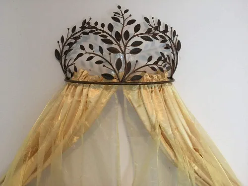 Vista 10 de OctoRose Dosel Corona de Pared de Metal para Cama - Decoración de Pared Corona Antigua con Varillas y Herrajes Incorporados - para Sobre Camas