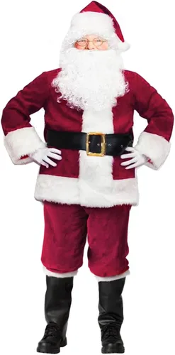Vista 3 de ZIW Santa Claus Costume for Men 10pcs Deluxe Adults Santa Suit Christmas Xmas Santa Outfit
