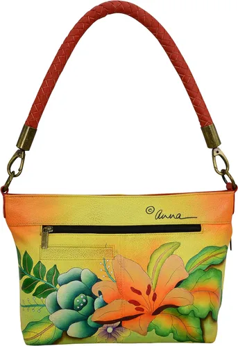 Vista 2 de Anna by Anuschka Womens Hand Painted Genuine Leather Shoulder Hobo
