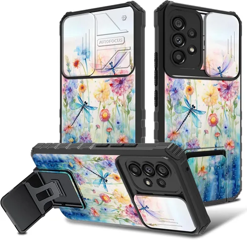 Vista 16 de Funda para Samsung Galaxy A53 5G con cubierta de cámara y soporte de soporte, resistente a prueba de golpes, TPU funda protectora para Samsung