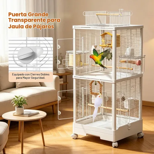 Vista 5 de Jaula grande de doble capa para pájaros de 39 pulgadas, jaula de vuelo