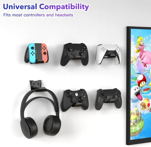 Vista 6 de KUNSLUCK Soporte de pared para Nintendo SwitchSwitch OLED con 2 controladores de montaje de pared y 28 tarjeteros de juego, almacena de forma segura
