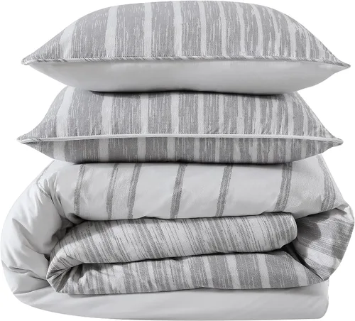 Vista 6 de Kenneth Cole New York - Juego de funda de edredón tamaño King, ropa de cama reversible de algodón con fundas a juego, decoración moderna del hogar