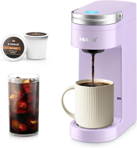 Vista 13 de CHULUX Cafetera compacta de una sola taza para cápsulas K Cup, apagado automático, color crema