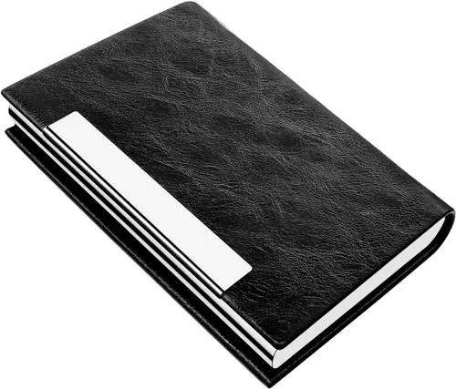 Vista 12 de Padike - Tarjetero profesional de cuero PU y acero inoxidable multitarjeta para hombres y mujeres. Estuche para tarjetas de crédito, carné de Negro