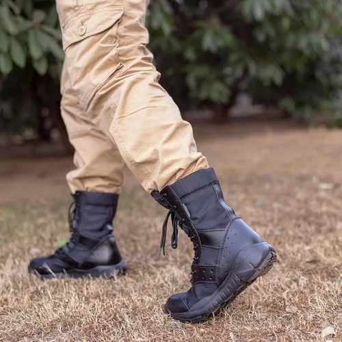 Vista 7 de WWOODTOMLINSON Men's LD Lightweight Combat Boots MicrofiberSuede Leather Military Tactical Boots