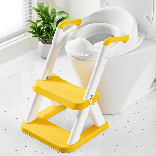 Vista 14 de Asiento de Entrenamiento de Baño, Asiento de Inodoro Mejorado para Niños y Niñas, Asiento de Entrenamiento de Baño 2 en 1 para Niños, Asiento