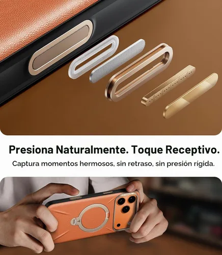 Vista 7 de TORRAS Q3 VegSkin - Funda de piel para iPhone 17 Pro Max, soporte magnético de 360 grados, compatible con MagSafe, control de cámara, a prueba