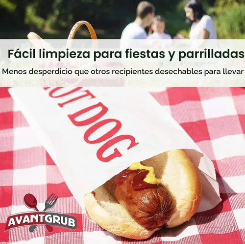 Vista 5 de Paquete de 50 fundas retro ecológicas para perros calientes. Súper duraderas y resistentes a la grasa, convierte una fiesta en un carnaval