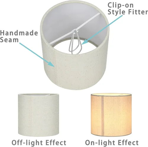 Vista 3 de MEMO - Cortinas pequeñas de tela con clip para lámpara de pared, juego de 2, tambor pequeño, 5.2 x 5.2 x 5.2 pulgadas de alto, lino, hechas a mano