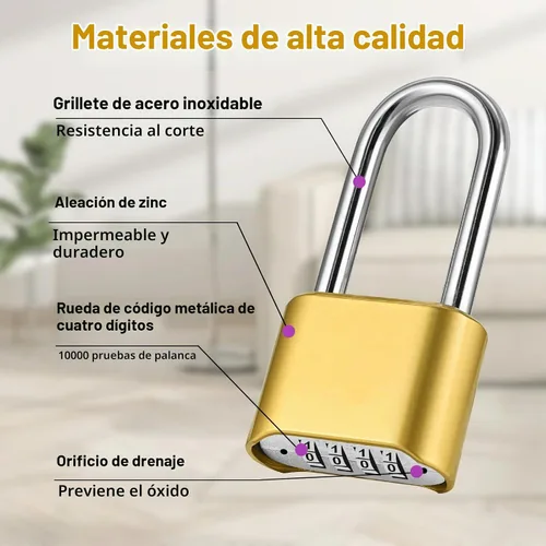 Vista 4 de Lockwise Candado de combinación resistente de 4 dígitos, paquete de 2