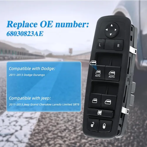 Vista 5 de Interruptor de control de ventana eléctrica Lado del conductor delantero 11 pines Compatible con Dodge Durango 2011-2013, Jeep Grand Cherokee
