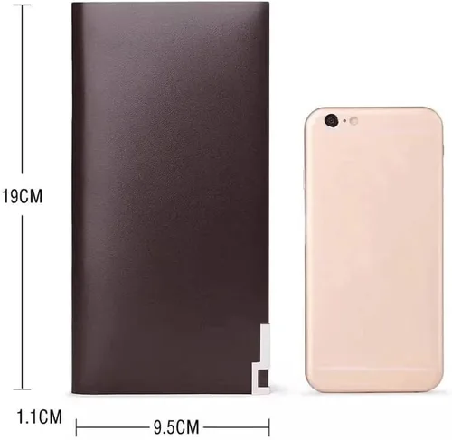 Vista 3 de LIOONS Cartera minimalista de cuero para hombre, diseño ultrafino, bolso largo bi-plegable, bolso de mano para hombre, moda de negocios, casual