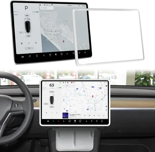 Vista 6 de frani Protector de Marco de Pantalla Negro Diseñado para Tesla Modelo 3 (2025-2017), Tesla Modelo Y (2025-2020), Accesorios de Decoración