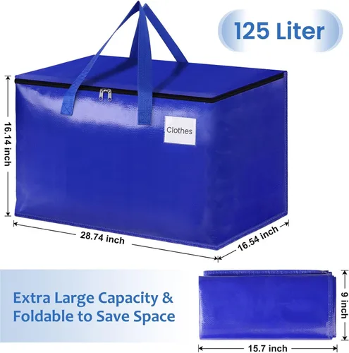 Vista 2 de Bolsas de mudanza, bolsas de almacenamiento con asas resistentes y cremalleras resistentes, bolsas de almacenamiento para ahorrar espacio, mudanza