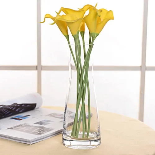 Vista 8 de Aoderun Florero para decoración de 10 pulgadas de cristal transparente para centros de mesa, jarrones grandes para flores, flores secas, decoración