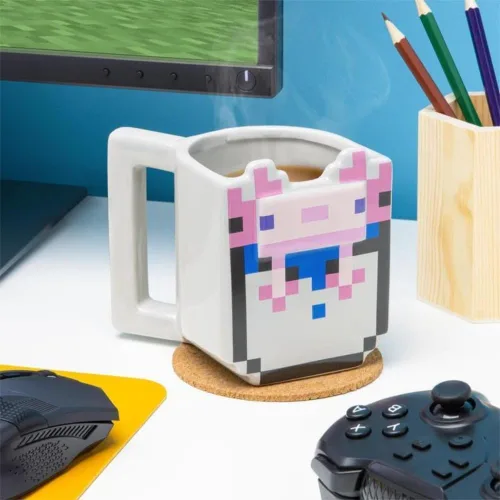 Vista 2 de Paladone Taza Bucket of Axolotl – Producto oficial de Minecraft, taza de café de cerámica, regalo para jugadores, taza coleccionable de 13.5 fl oz