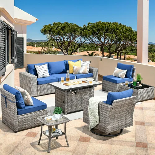 Vista 29 de HOOOWOOO Outdoor Patio Sectional Furniture Sofa Set with Widened Armrest,6 Piece Small Modern Wicker Couch,Modular L Shaped Conversation Seating Set