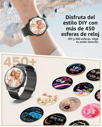 Vista 5 de Hwagol - Relojes inteligentes para hombres y mujeres, compatible con teléfonos Android (llamada Bluetooth), monitor de ritmo cardíaco y sueño, 100