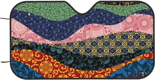 Vista 9 de Chinese Wind Wave Stitching Xiangyun Peony Mandala Windshield Shade Blocks UV Rays Keep Cool for Most Sedans SUV Truck Automotive Truck Passenger
