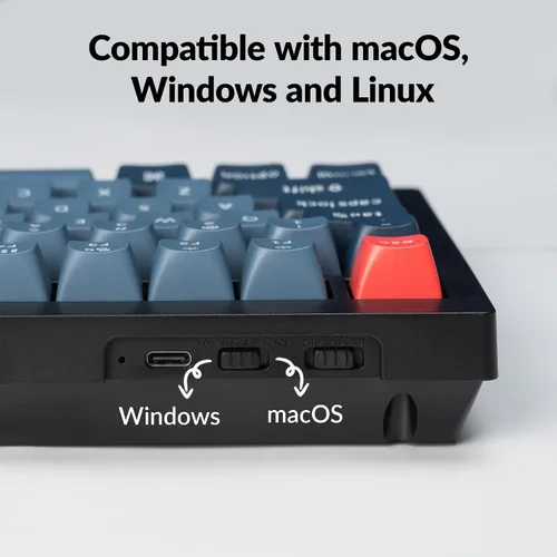 Vista 5 de Keychron V1 Max 75% Teclado Mecánico Personalizado RGB, 2.4Ghz/Bluetooth 5.1/Cable QMK/VIA Macro Programable Intercambiable en Caliente Interruptor