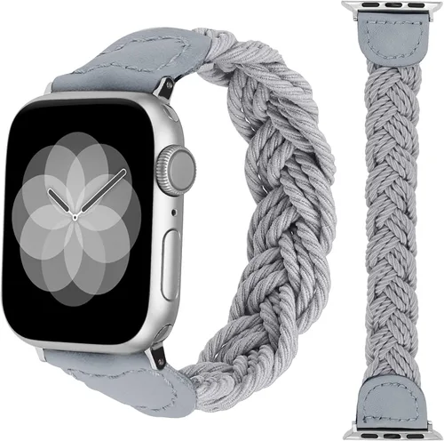 Vista 7 de Minyee - Correa trenzada compatible con Apple Watch de 41 mm, 40 mm, 38 mm, 42 mm, 44 mm, 45 mm, 46 mm, 49 mm, para mujeres, correa Solo Loop