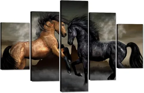 Vista 90 de 5 piezas de pintura sobre lienzo ardiente de fénix dibujado en estilo heráldico fuego fénix arte de pared vintage impresiones obras de arte arte