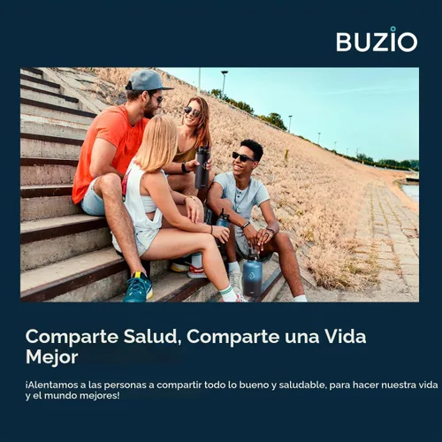 Vista 8 de BUZIO Botella de agua aislada de 24 oz, frasco de agua de boca ancha de acero inoxidable con tapa de pajita, frío durante 48 horas a prueba de Negro