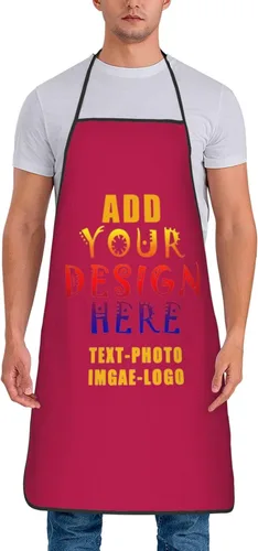 Vista 33 de Delantales personalizados para añadir nombre, logotipo, texto, foto, diseño de imagen, delantal de chef para grandes regalos