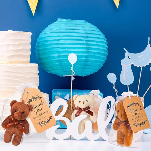 Vista 5 de Zhanmai 20 juegos de mini oso de peluche para decoración de baby shower, regalos de muñecas de baby shower, etiqueta de agradecimiento, bolsa