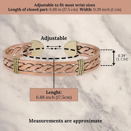 Vista 39 de Handmade Elegant Copper Bracelet for Women - Pure Copper Bracelet for Pain Relief and Stress Relief - Adjustable Entwisted Copper Bracelet to Fit