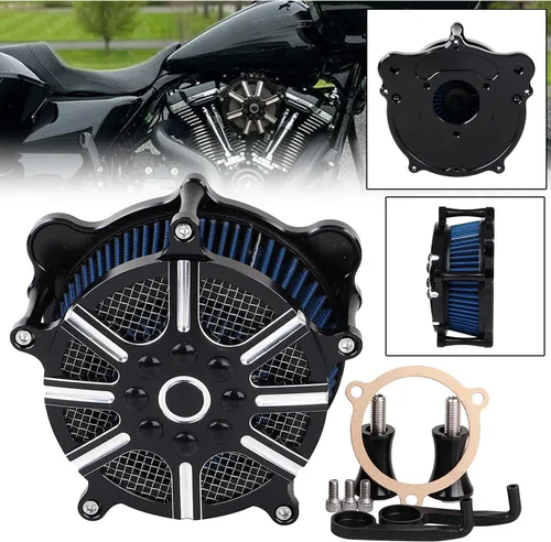Vista 2 de Kit de sistema de filtro de admisión azul para Harley Touring Street Glide Road Glide 2008-2016, Trike 2008-2016, Softail 2016-2017
