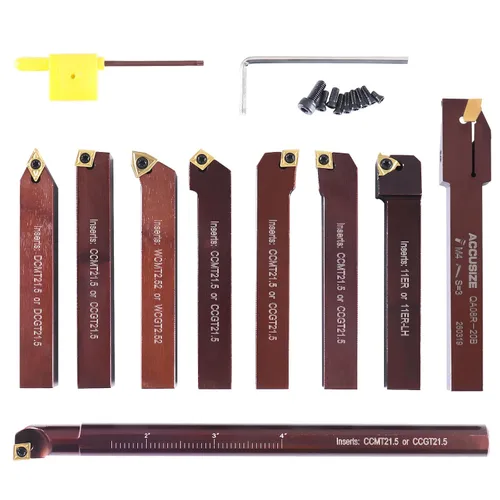 Vista 5 de Accusize Industrial Tools 1/2" 9 piezas/juego, herramientas de torneado de carburo indexables y barra de mandrinar, 2988-0012 1/2" Shank 9pc