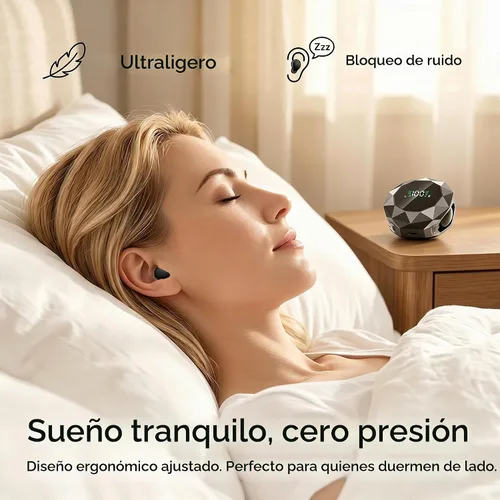 Vista 3 de Audífonos invisibles para dormir, los auriculares más pequeños para dormir de lado, cómodos para dormir de lado, de perfil bajo, micro pequeños