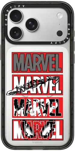 Vista 83 de CASETiFY Impact - Funda para iPhone 13 Mini [Marvel Colab / protección contra caídas de 8.2 pies/Magsafe] - Capitán América VS - Negro transparente