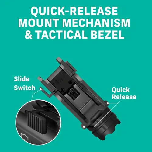 Vista 6 de Linterna táctica LED tipo pistola, recargable, con salida rápida de 300 lúmenes modelo DT-M1 de DefendTek
