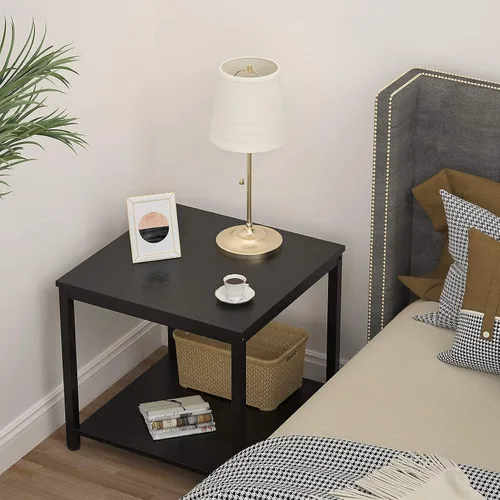 Vista 4 de Homieasy Mesa Auxiliar Cuadrada de 20 Pulgadas, Mesa de Centro de Café y Té de 2 Niveles, Mesitas de Noche para Sofá, Sillón, Cama, Mesa Auxiliar