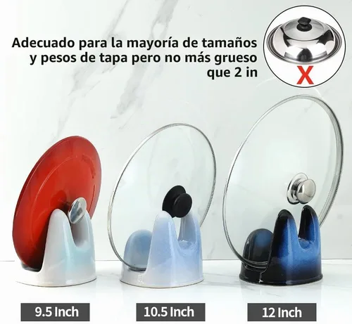 Vista 4 de Nihow Soporte para tapa de olla: soporte estable para tapa de sartén de cerámica para decoración de encimera de cocina, encimera, estufa, resistente