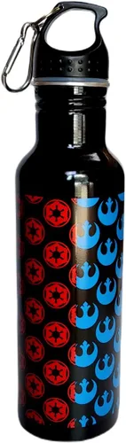Vista 2 de 7STAR Galactic Battle - Botella de agua de aluminio con estampado multicolor, cuello ancho, color negro