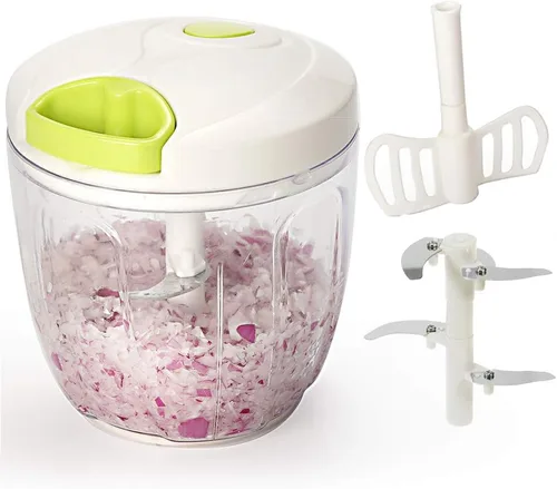 Vista 5 de Procesadora manual para verduras, frutas, frutas secas, y cebollas. Picadora y mezcladora manual., Blanco