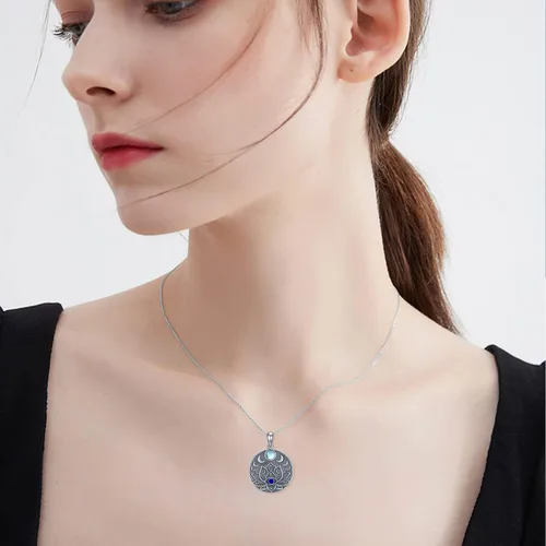 Vista 3 de Collar contra el mal de ojo para mujer, plata esterlina 925, dije de mal de ojo, amuleto de concha de abulón, protección espiritual, joyería contra