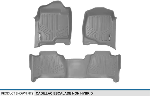 Vista 4 de SMARTLINER Juego de alfombrillas de suelo de ajuste personalizado, 2 filas, color gris para Cadillac Escalade 2007-2014 (sin modelos híbridos)